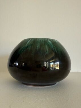 Hand-Blown Glass Decorative Vase in Deep Green